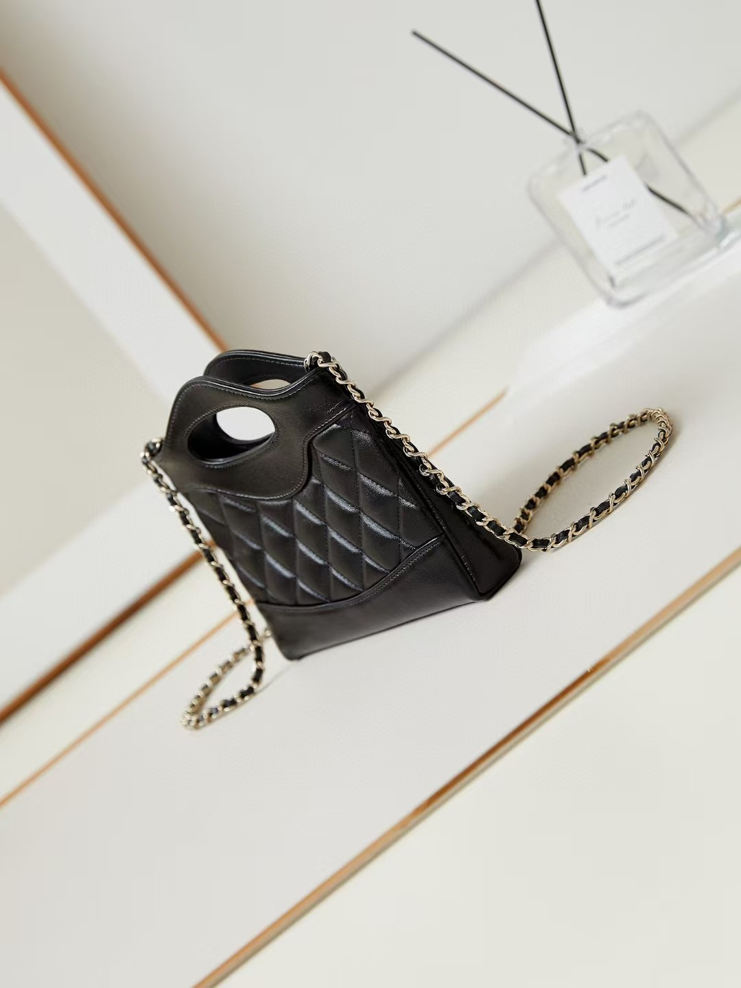 Chanel 31 Nano Chain Bag Lambskin Gold Tone Metal Black AS3656 17.5x20.5x4cm