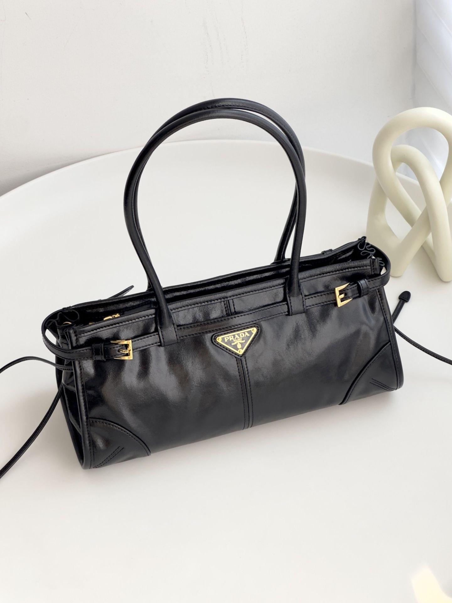 Prada Bonnie Medium Leather Handbag 15.5x32x12cm