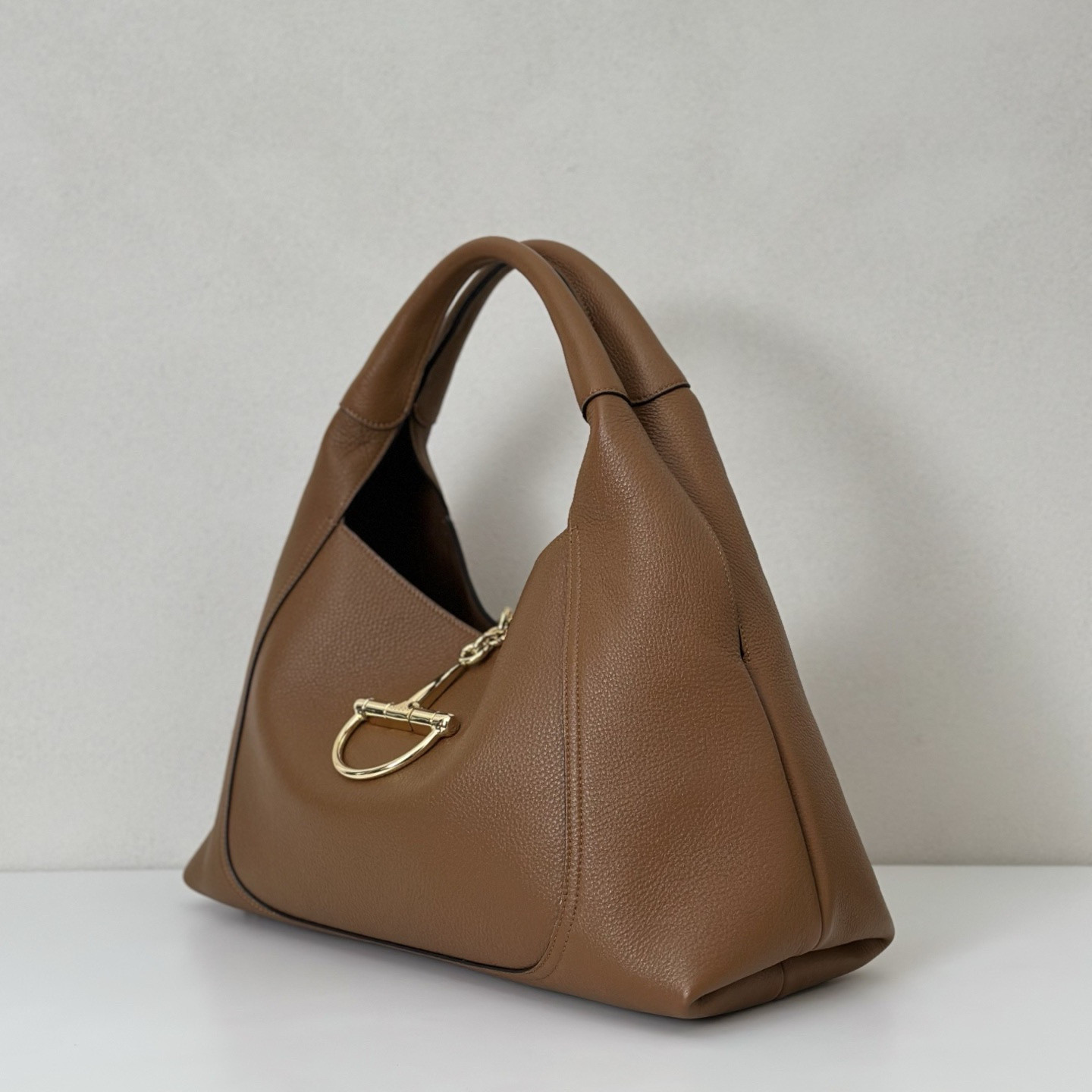 Gucci Softbit Maxi Shoulder Bag Brown Leather 46x26x16cm