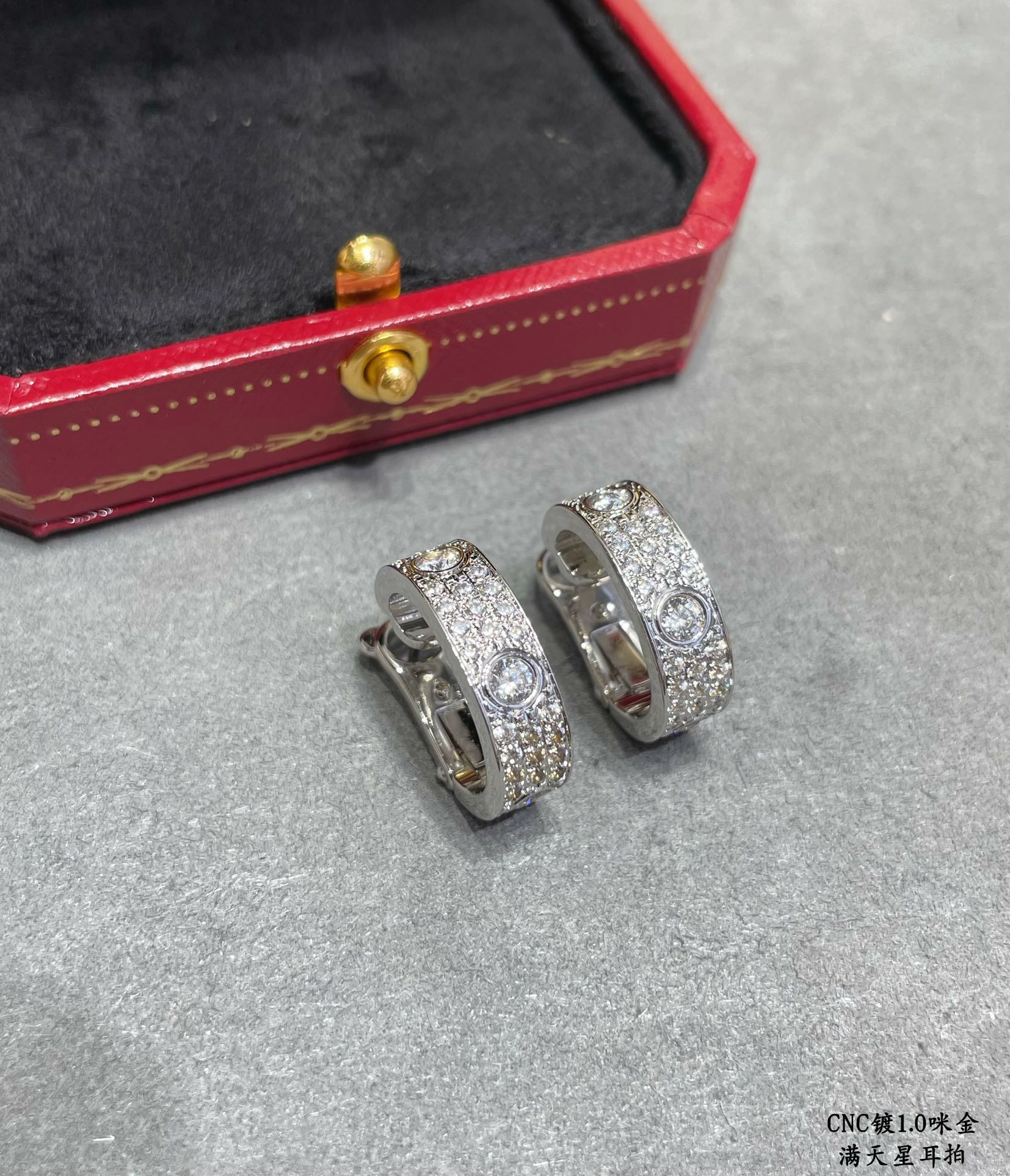 Cartier Wide version full pave Earrings