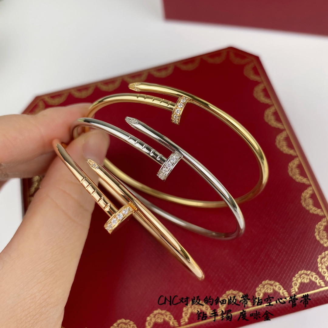Cartier thin version with diamond hollow tube nail Bracelet