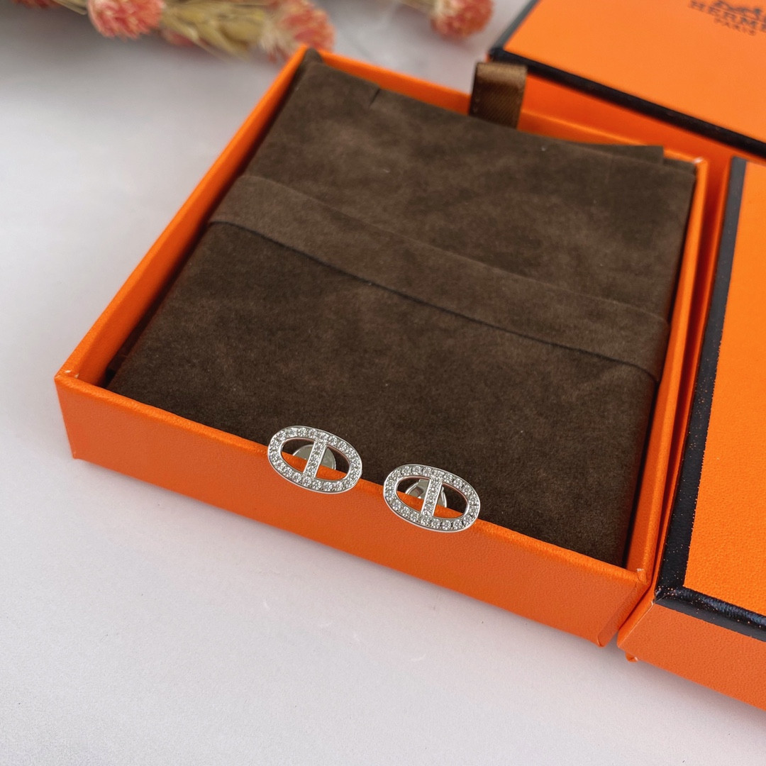 Hermès Fully Diamond-Encrusted H Stud Earrings