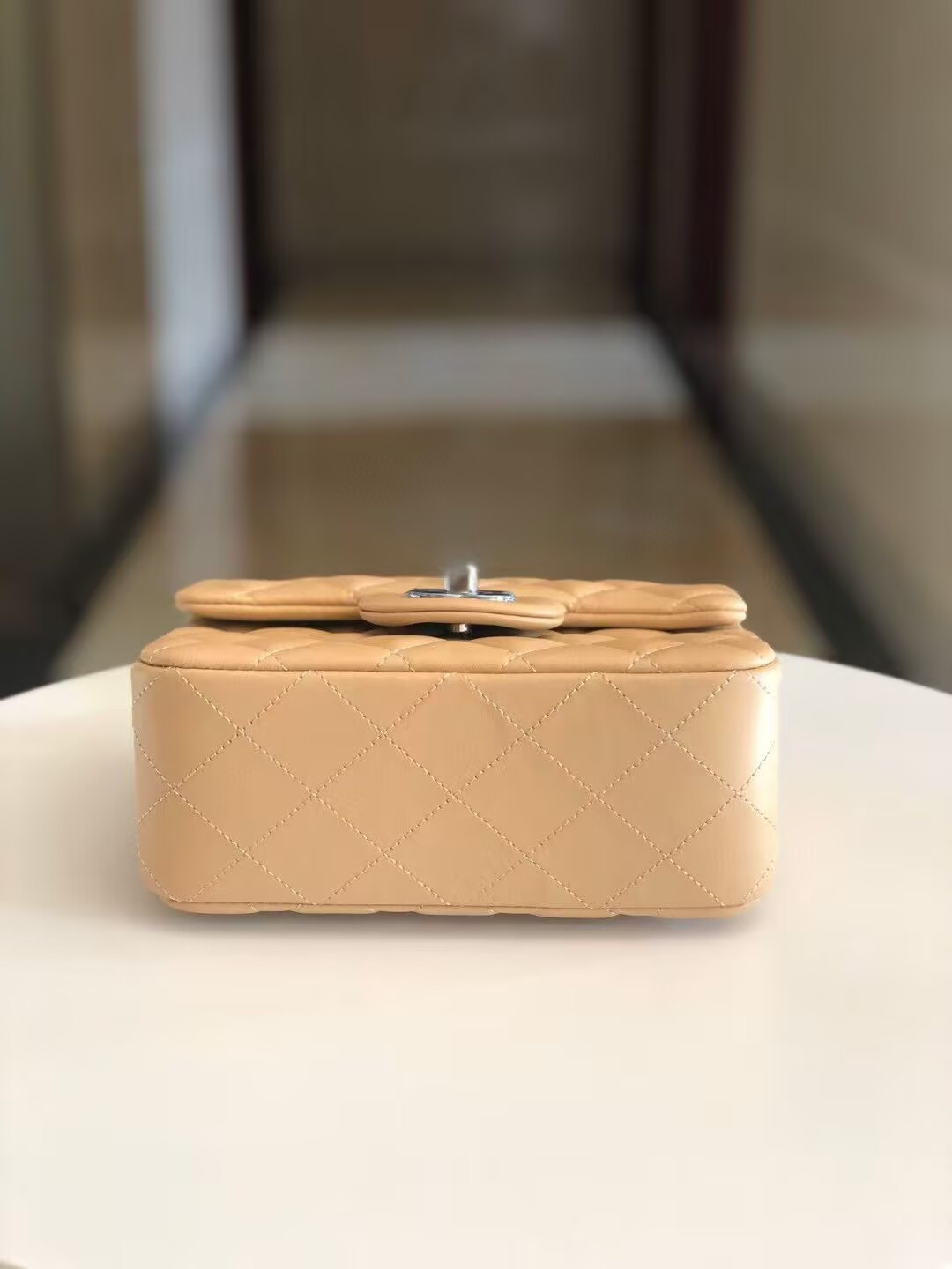 Chanel Mini Classic Handbag Lambskin & Silver-Tone Metal 13.5x 17x8cm