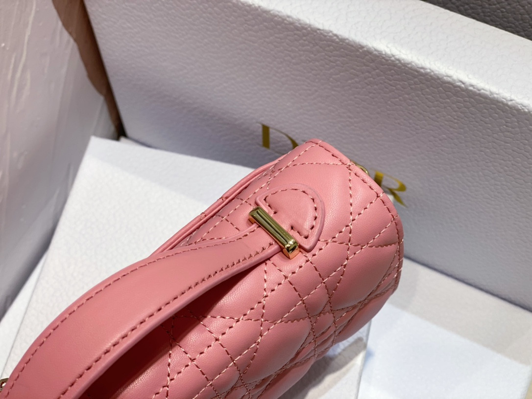 MISS DIOR MINI BAG Melocoton Pink Pearlescent Cannage Lambskin S0980ONJL_M92P 21 x 11.5 x 4.5 cm