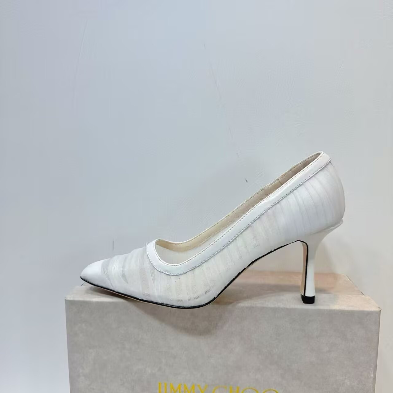 UA Jimmy Choo Ivory Tulle and Nappa Pumps