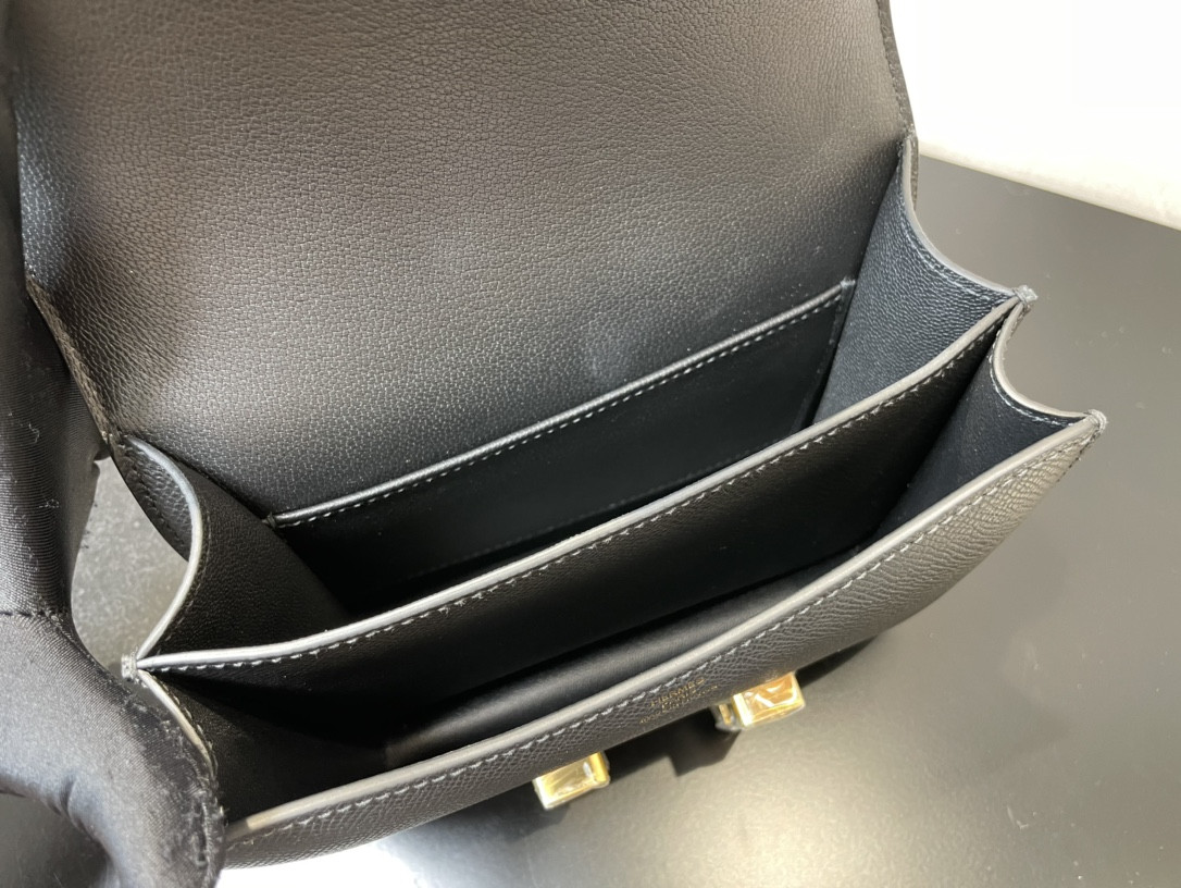 Hermes Constance 24 Black Epsom 9.4" x 5.9" x 3"