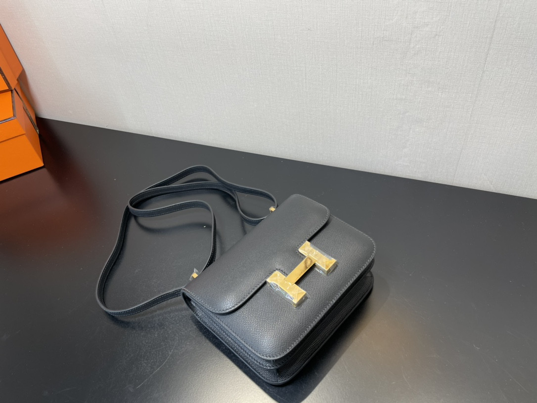 Hermes Constance 24 Black Epsom 9.4" x 5.9" x 3"