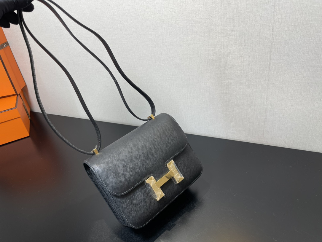 Hermes Constance 24 Black Epsom 9.4" x 5.9" x 3"