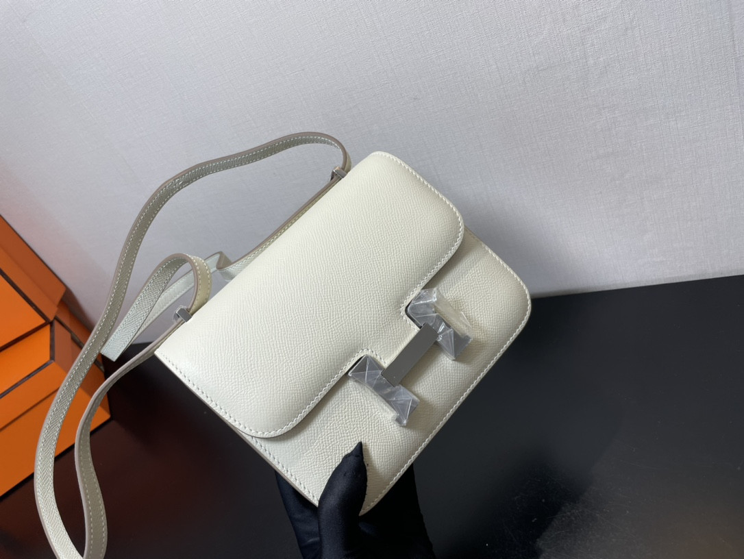 Hermes Constance 24 White Epsom leather silver hardware 9.4"x5.9"x3"