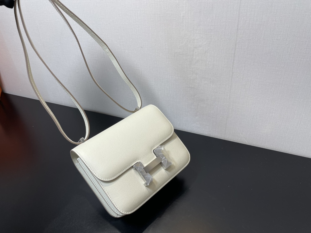 Hermes Constance 24 White Epsom leather silver hardware 9.4"x5.9"x3"