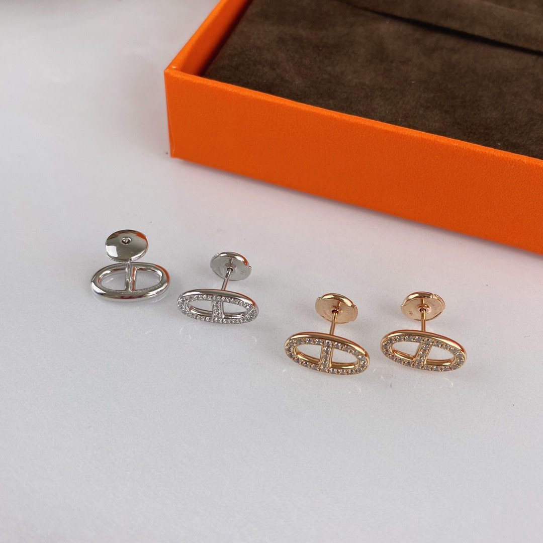 Hermès Fully Diamond-Encrusted H Stud Earrings