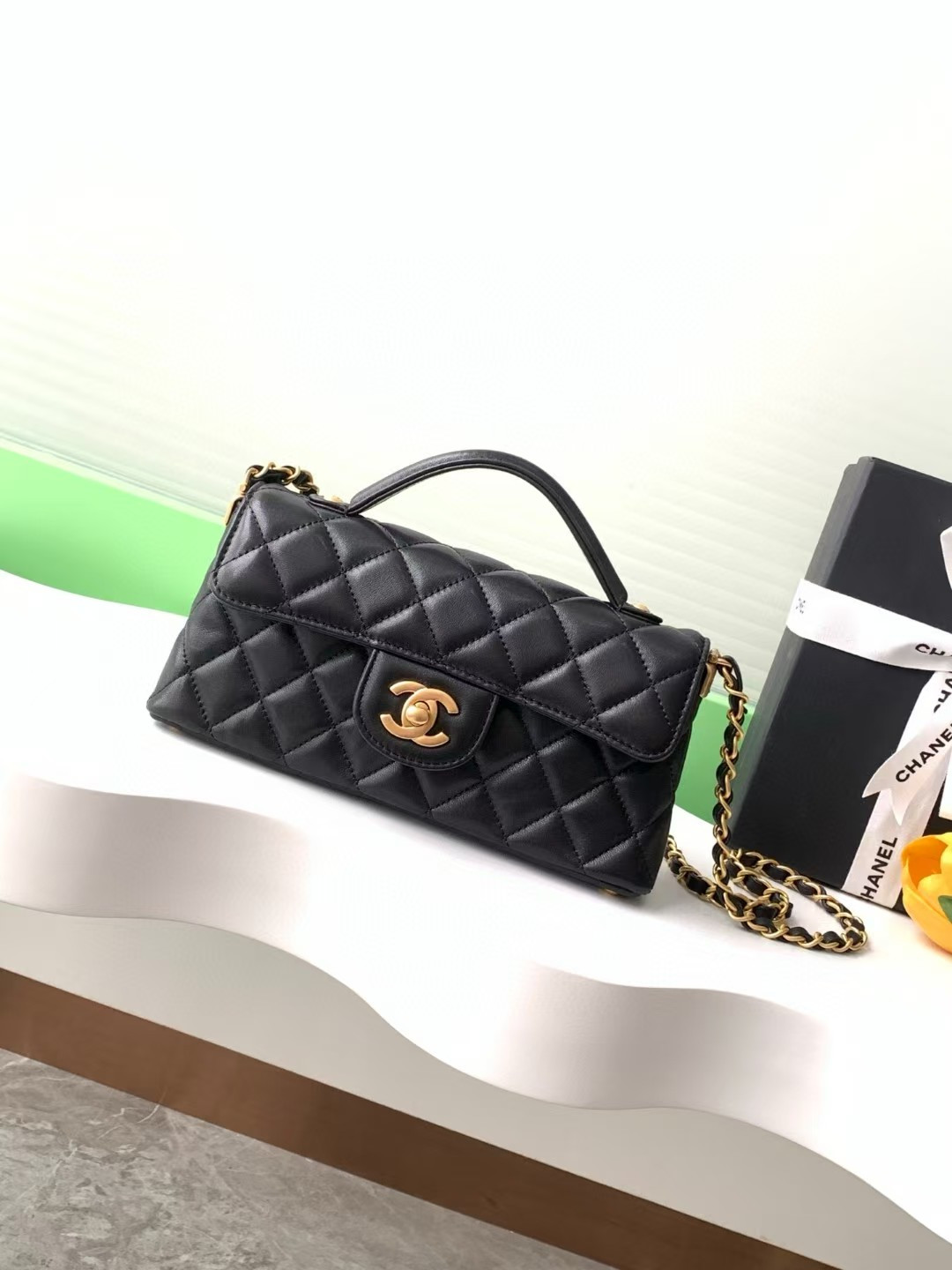 Chanel Mini Flap Top Handle Bag 12x22x6cm