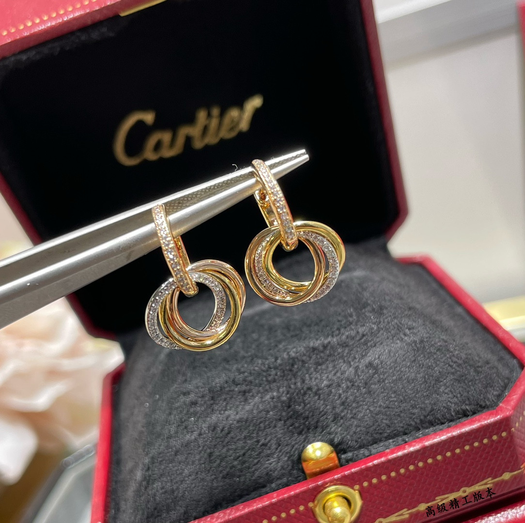 Cartier Small size triple-ring diamond Earrings