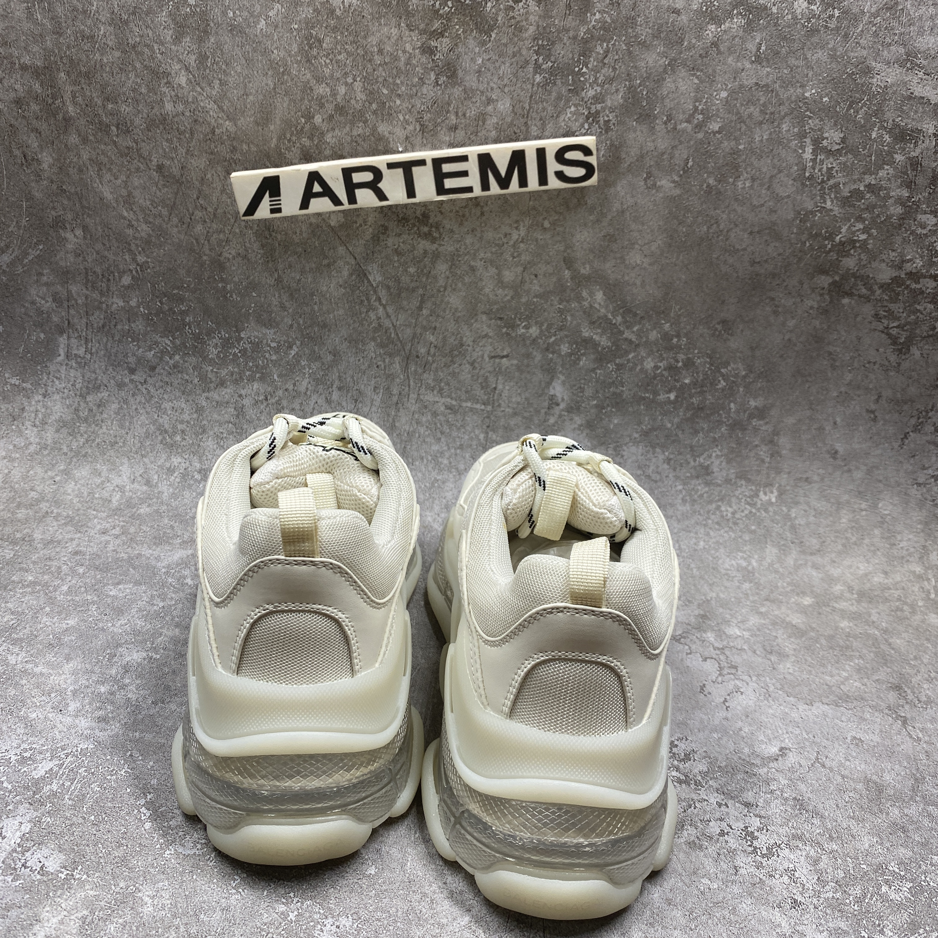 Balencag Off-White Clear Sole Triple S Sneakers