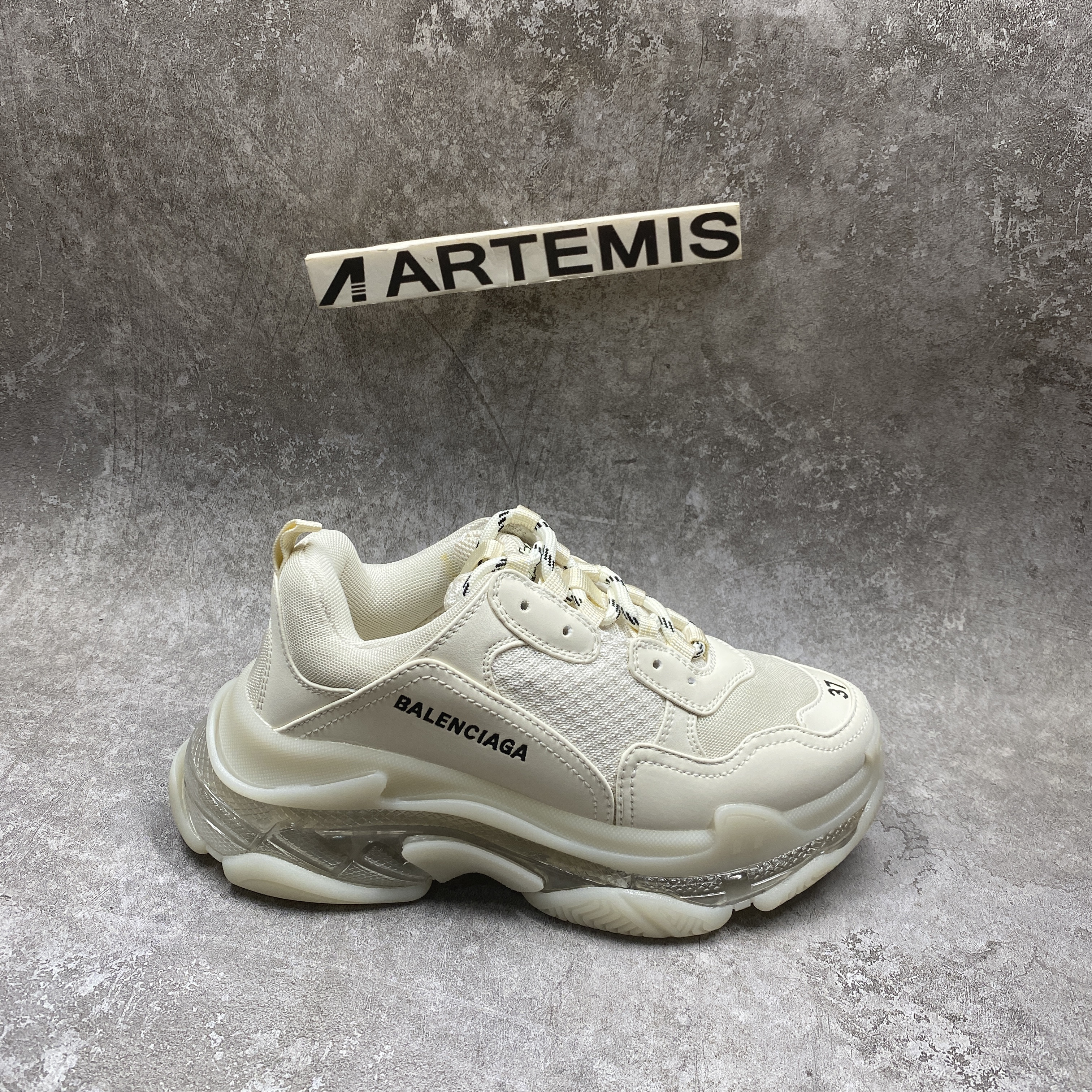 Balencag Off-White Clear Sole Triple S Sneakers