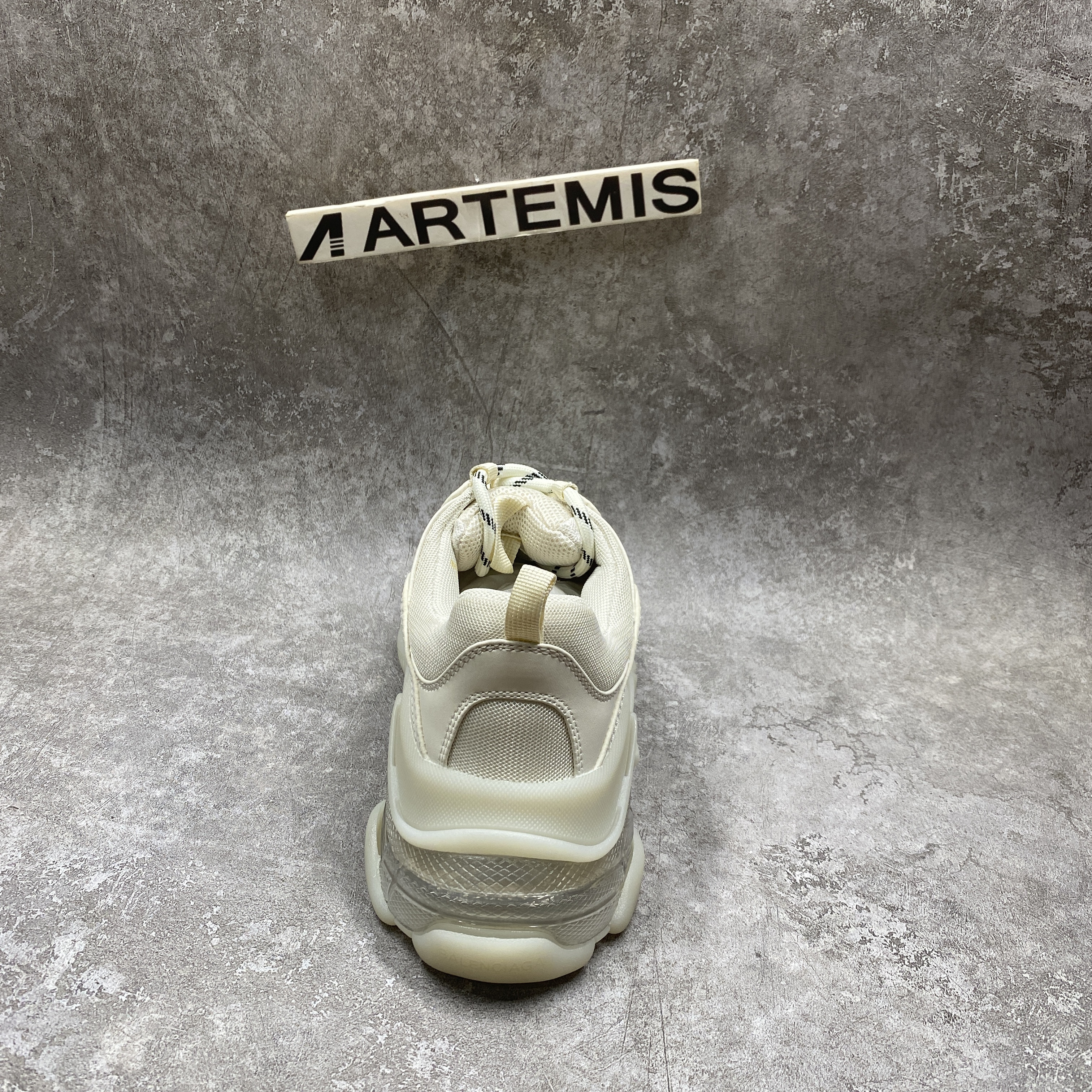 Balencag Off-White Clear Sole Triple S Sneakers