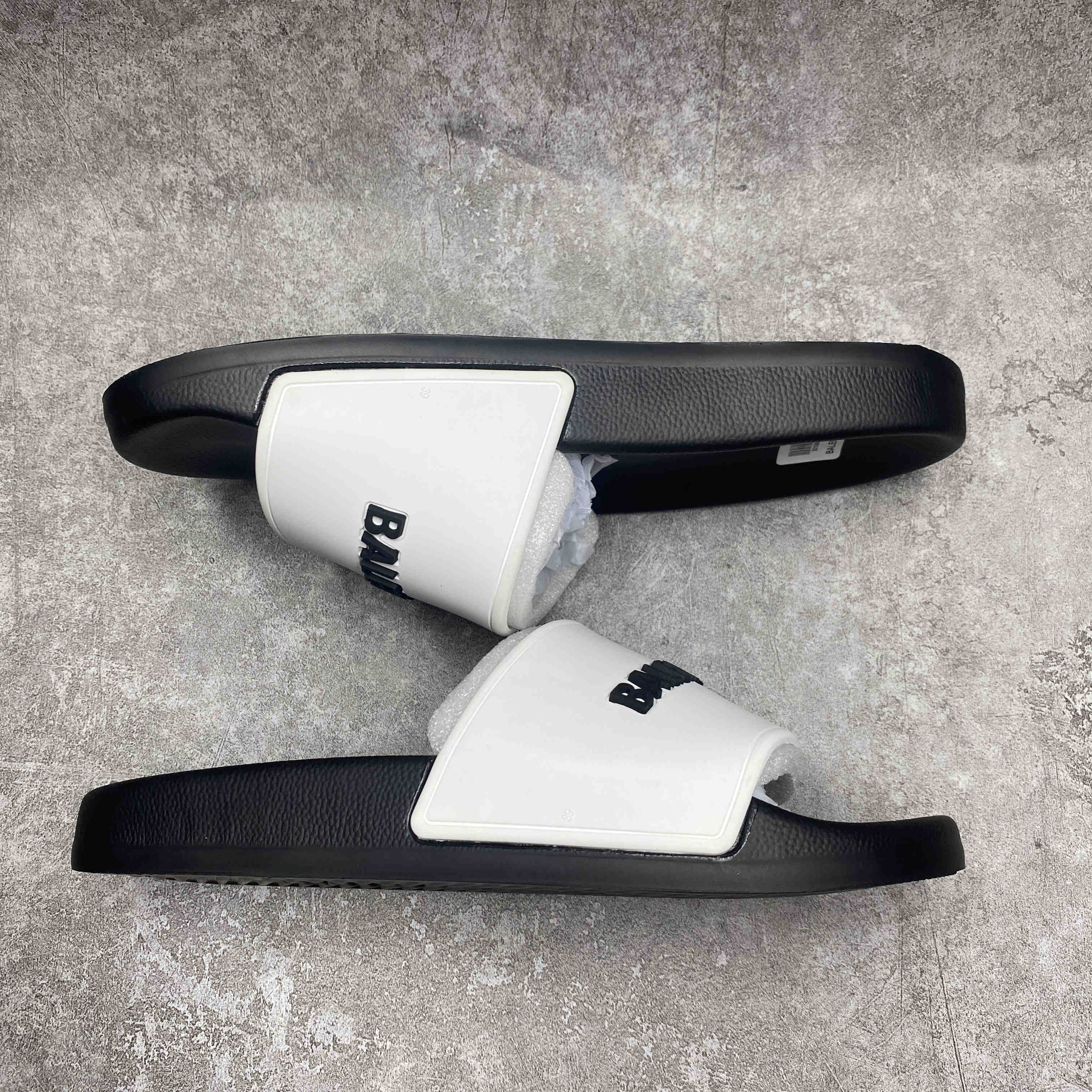 Balenciaga Pool Slides Logo White Black