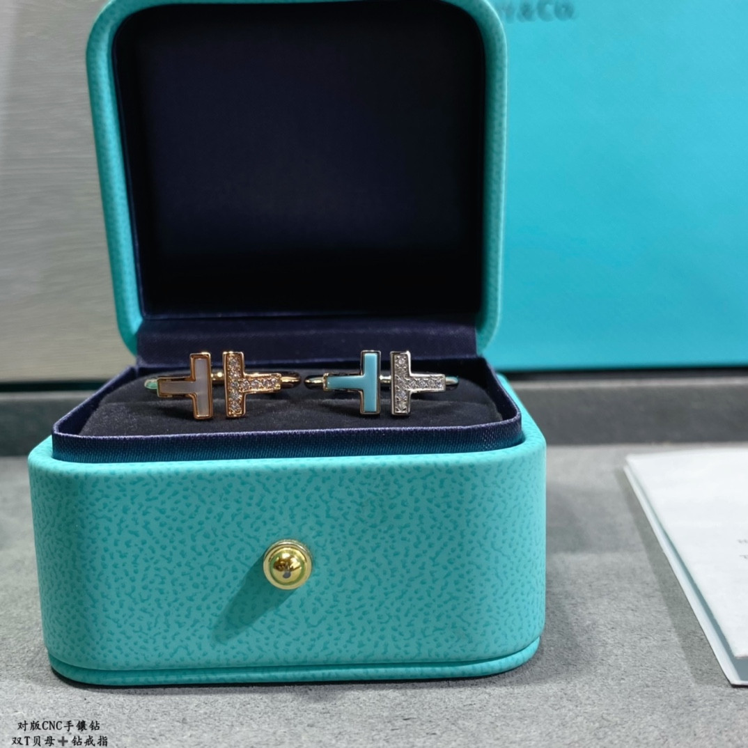 Tiffany & Co. Double T Mother-of-Pearl & Diamond Ring