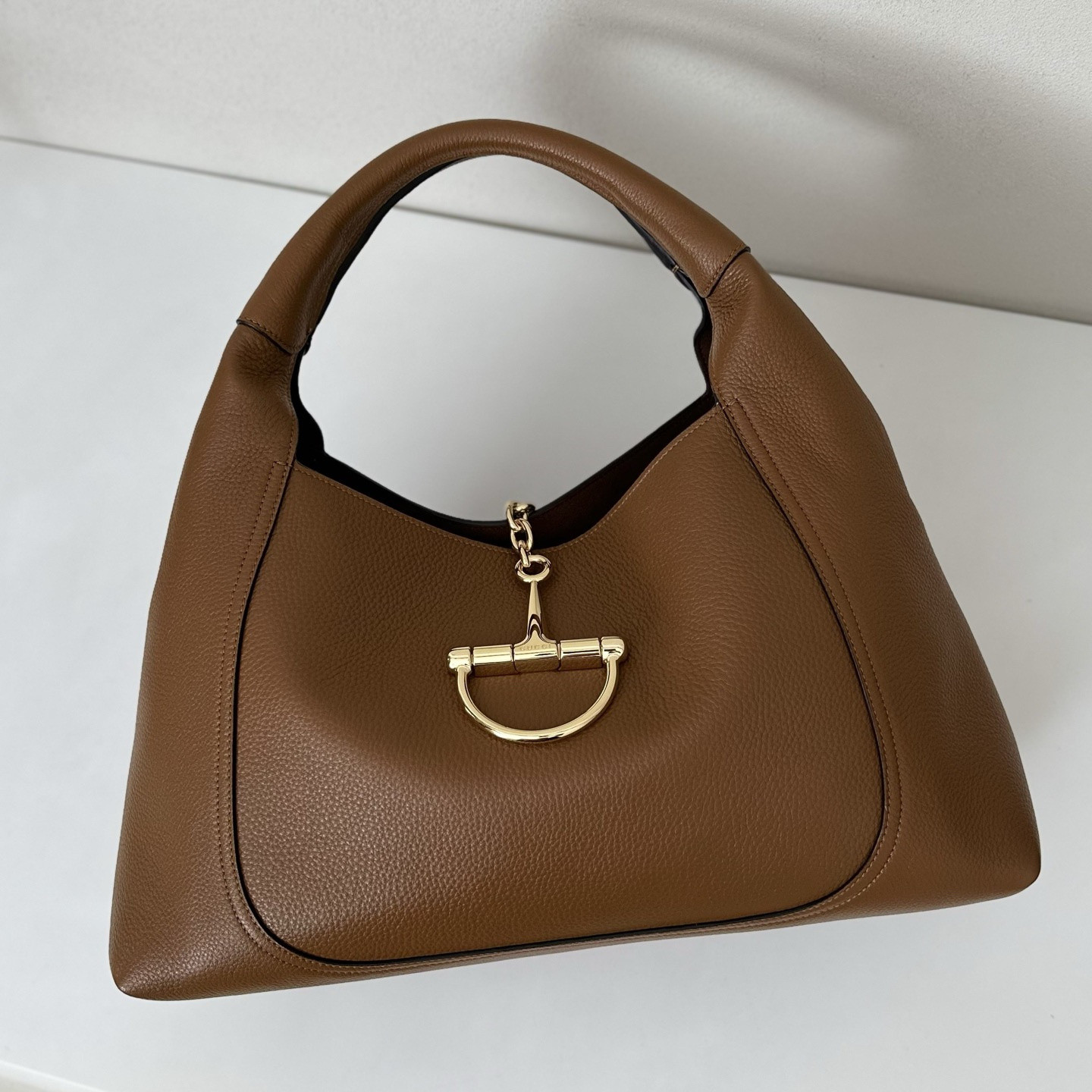 Gucci Softbit Maxi Shoulder Bag Brown Leather 46x26x16cm