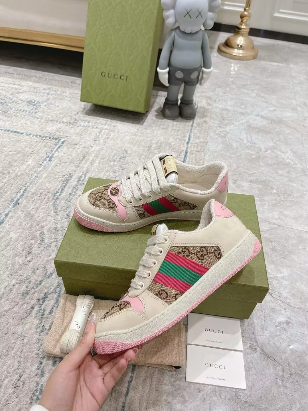 UA Gucci Wmns GG Screener GG Canvas Beige Pink