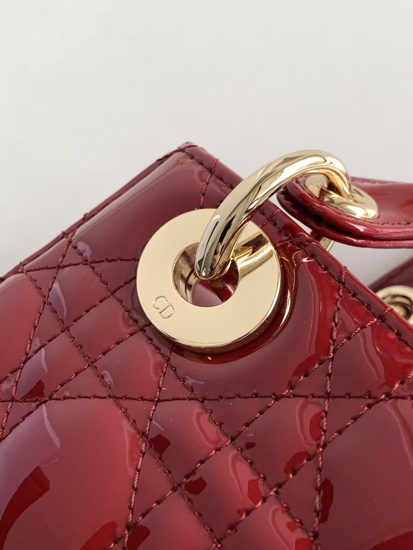 Small Lady Dior My ABCDior Bag Red Patent 8 x 6.5 x 3 inches