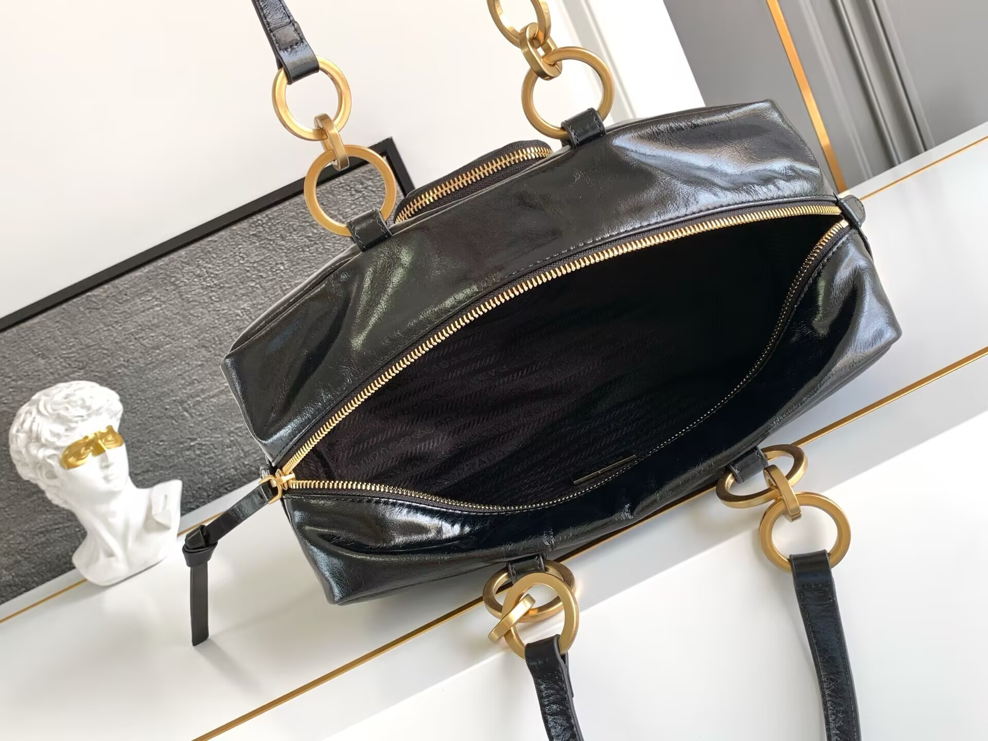 Prada Dangle medium leather top-handle bag 14x30x13.5cm