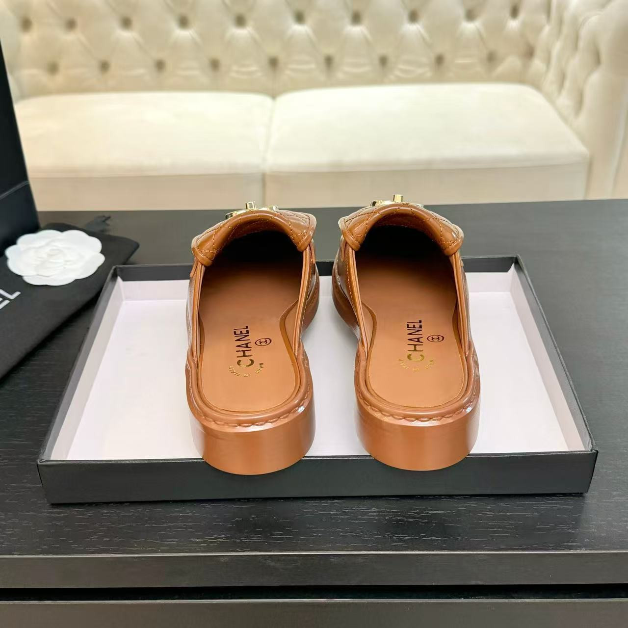 UA Chanel Slides Leather Flats