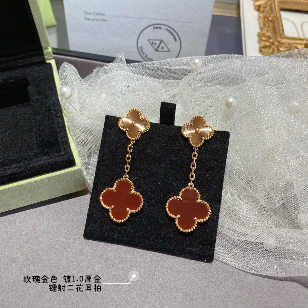 Van Cleef & Arpels laser red Two Flowers Earrings