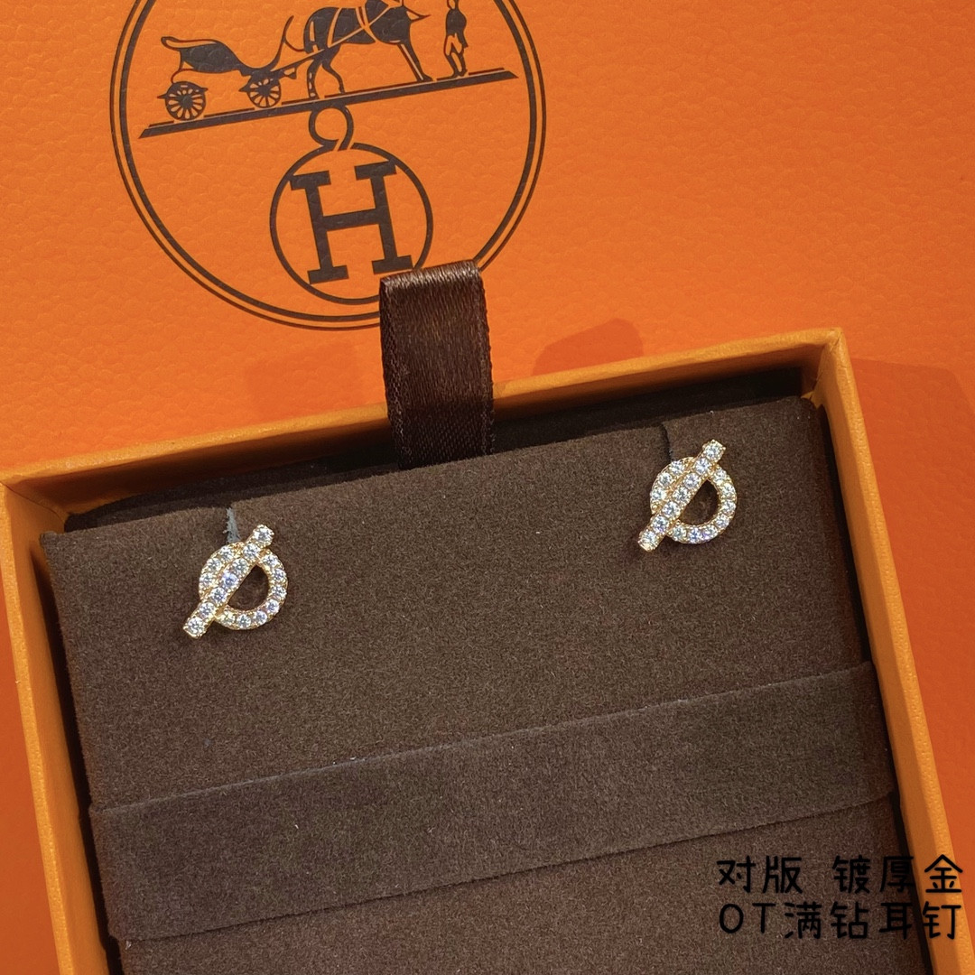 Hermès OT fully diamond-encrusted stud Earrings