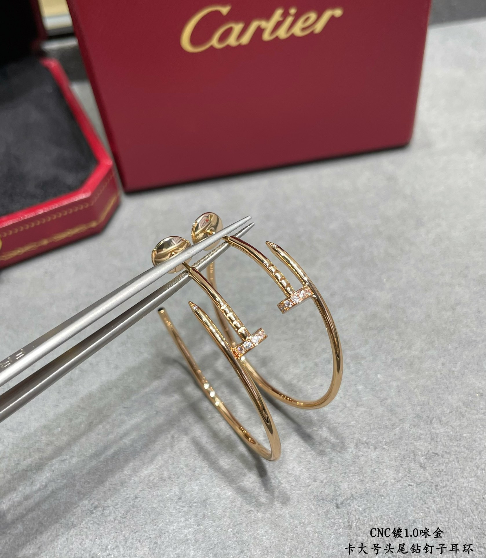 Cartier Large size head and tail diamond nail Earrings