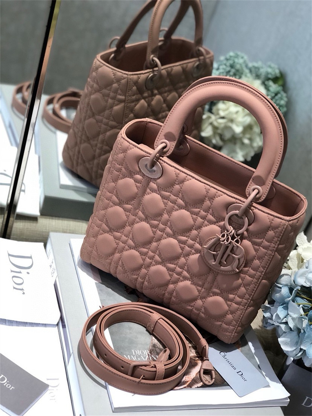Medium Lady Dior Bag 9.5 x 8 x 4.5 inches