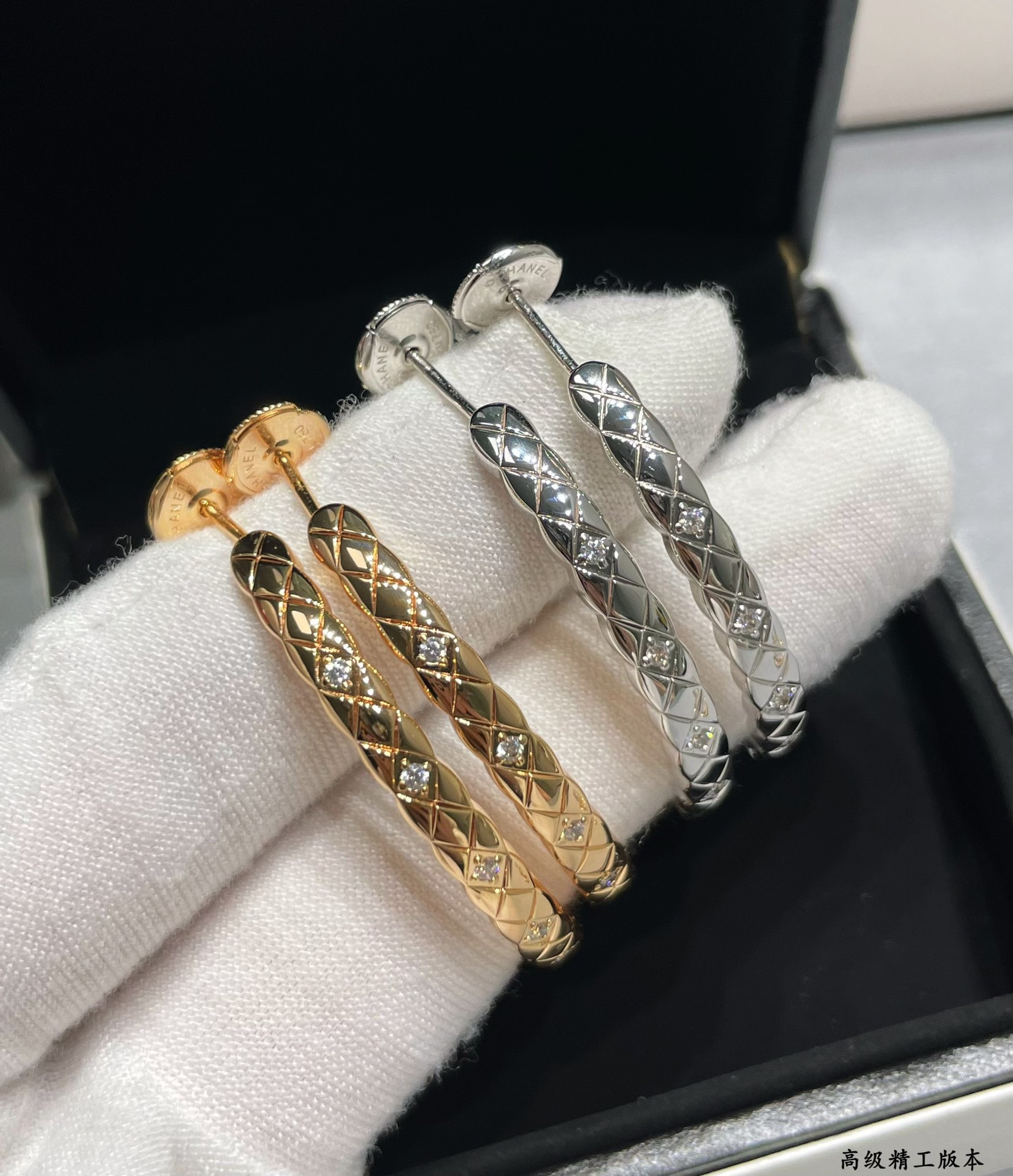 Chanel Large diamond-shaped diamond drill Earrings