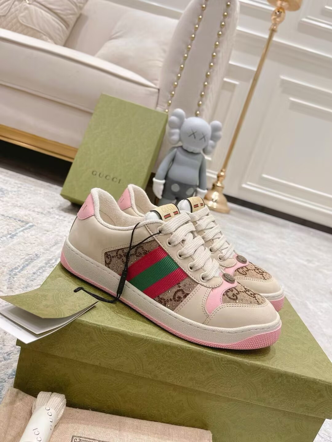 UA Gucci Wmns GG Screener GG Canvas Beige Pink