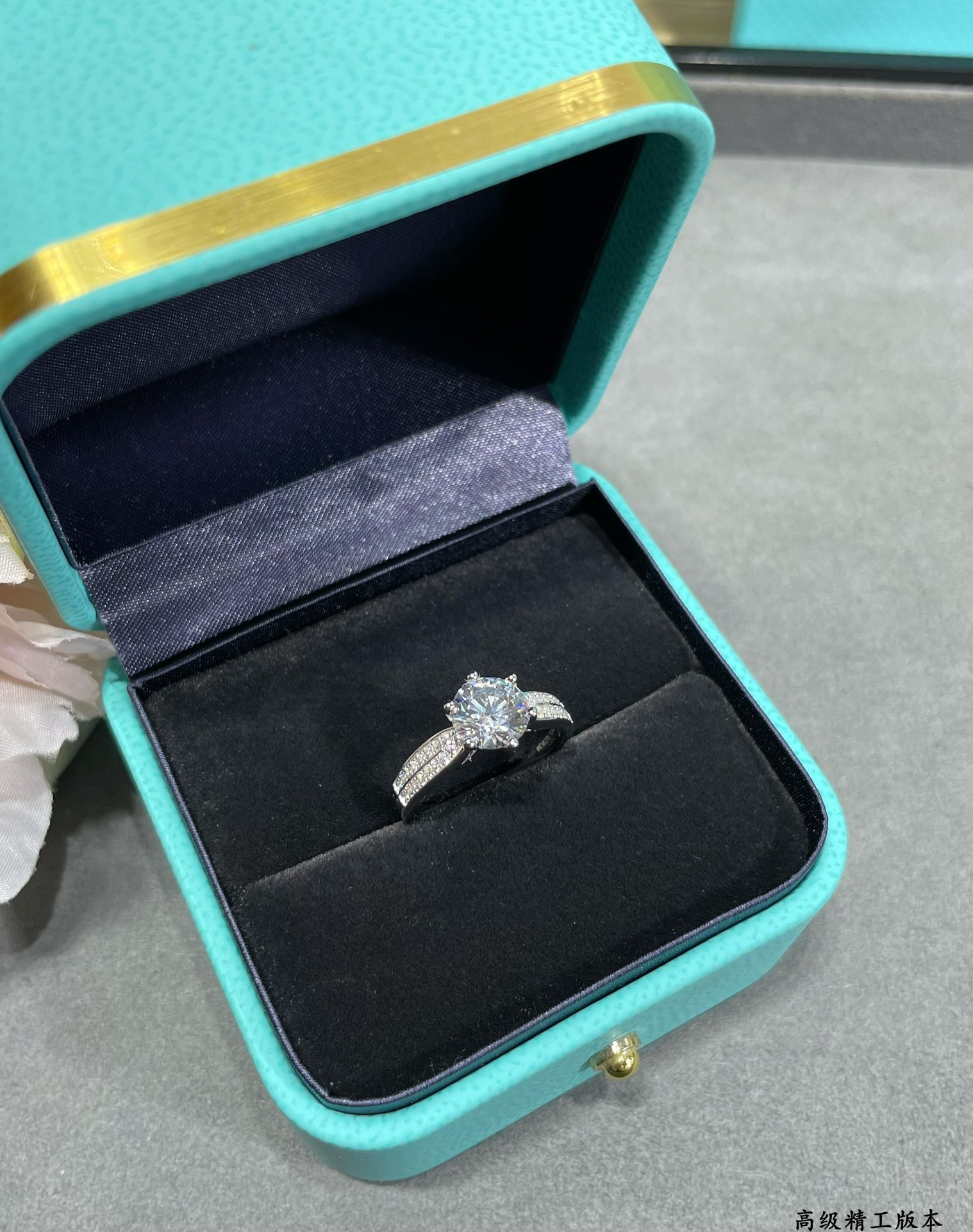 Tiffany & Co. Setting 2 Carat Diamond Ring with Star Motif Ag925