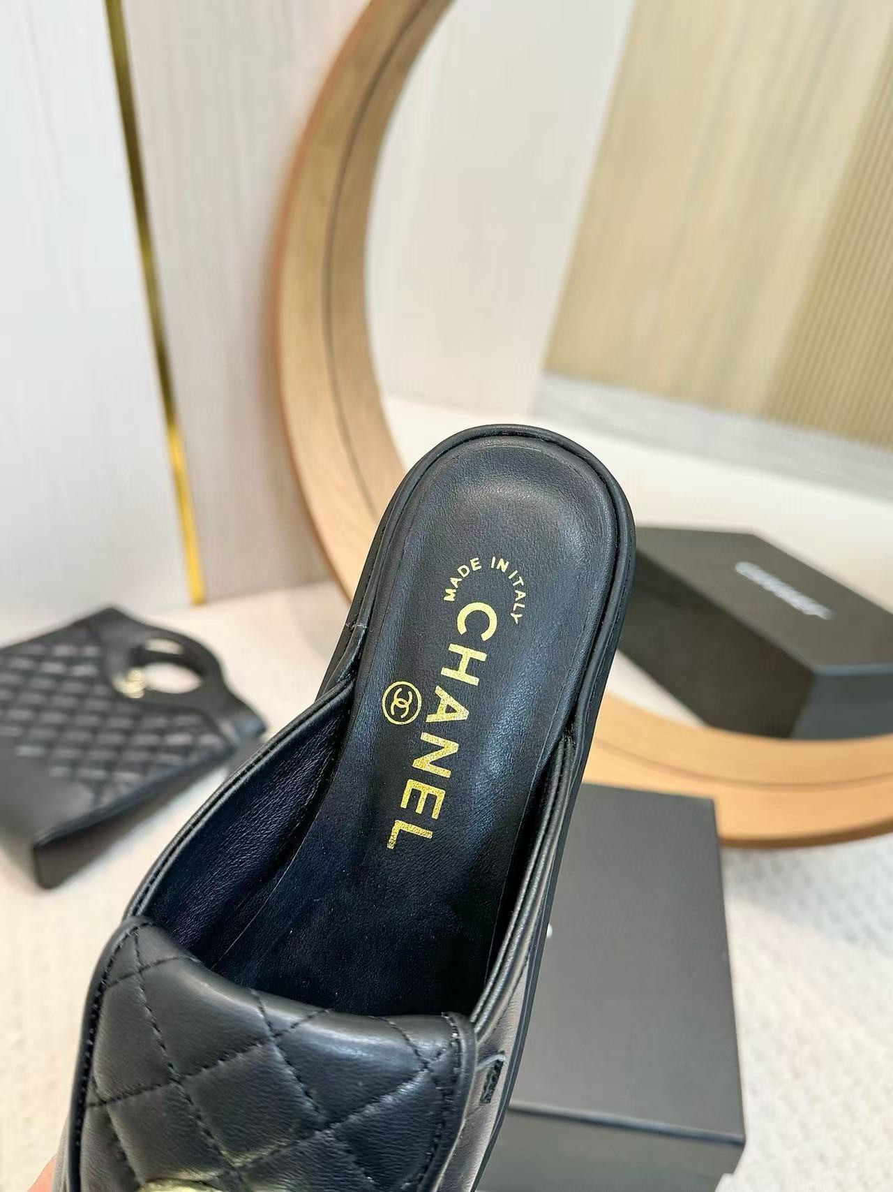 UA Chanel Slides Leather Flats