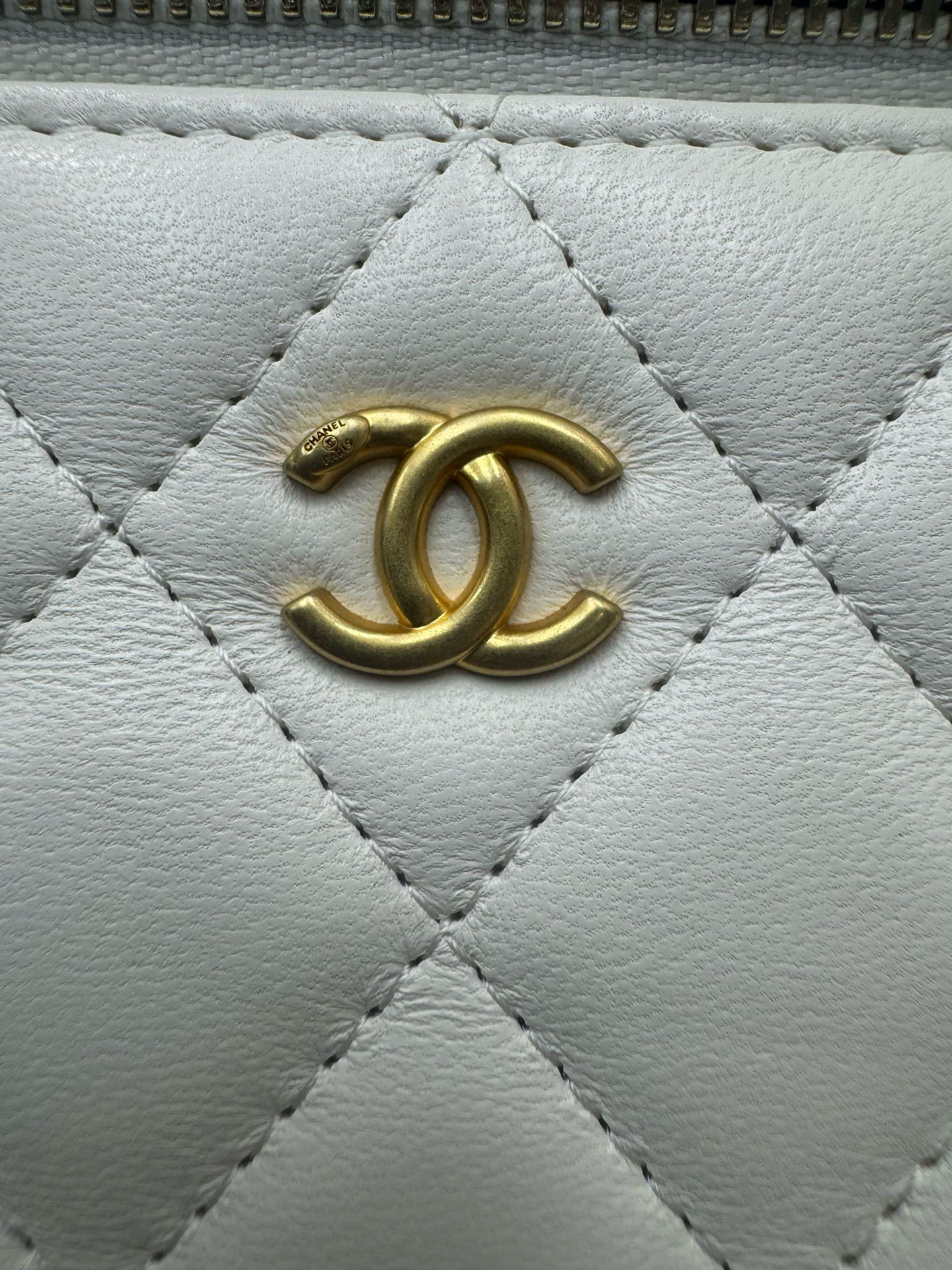 CHANEL Walnut Gold Ball Chain with Makeup Mirror Lamb Leather Square Box Shoulder Bag Women
