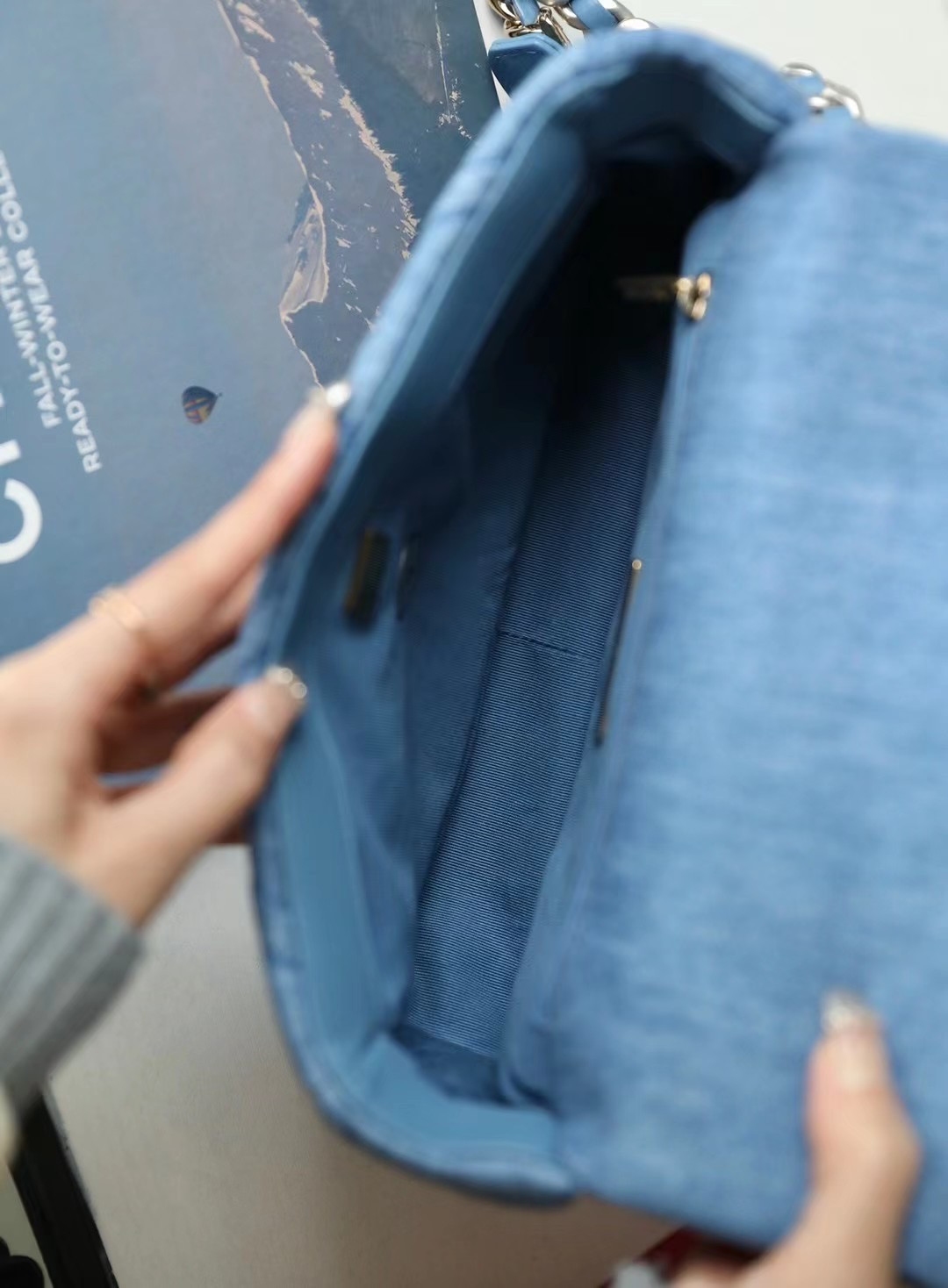 Chanel denim quilted medium 19 bag 30cm