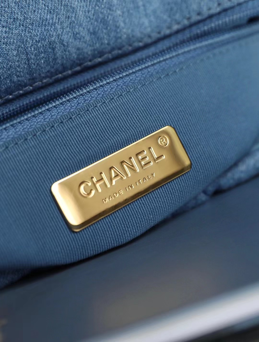 Chanel denim quilted medium 19 bag 30cm