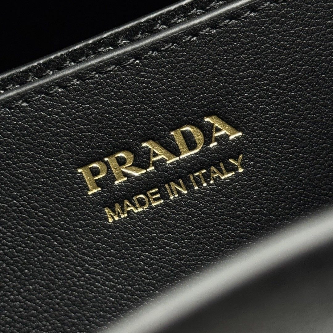 Prada Buckle leather bag with belt Black 25x35x14cm