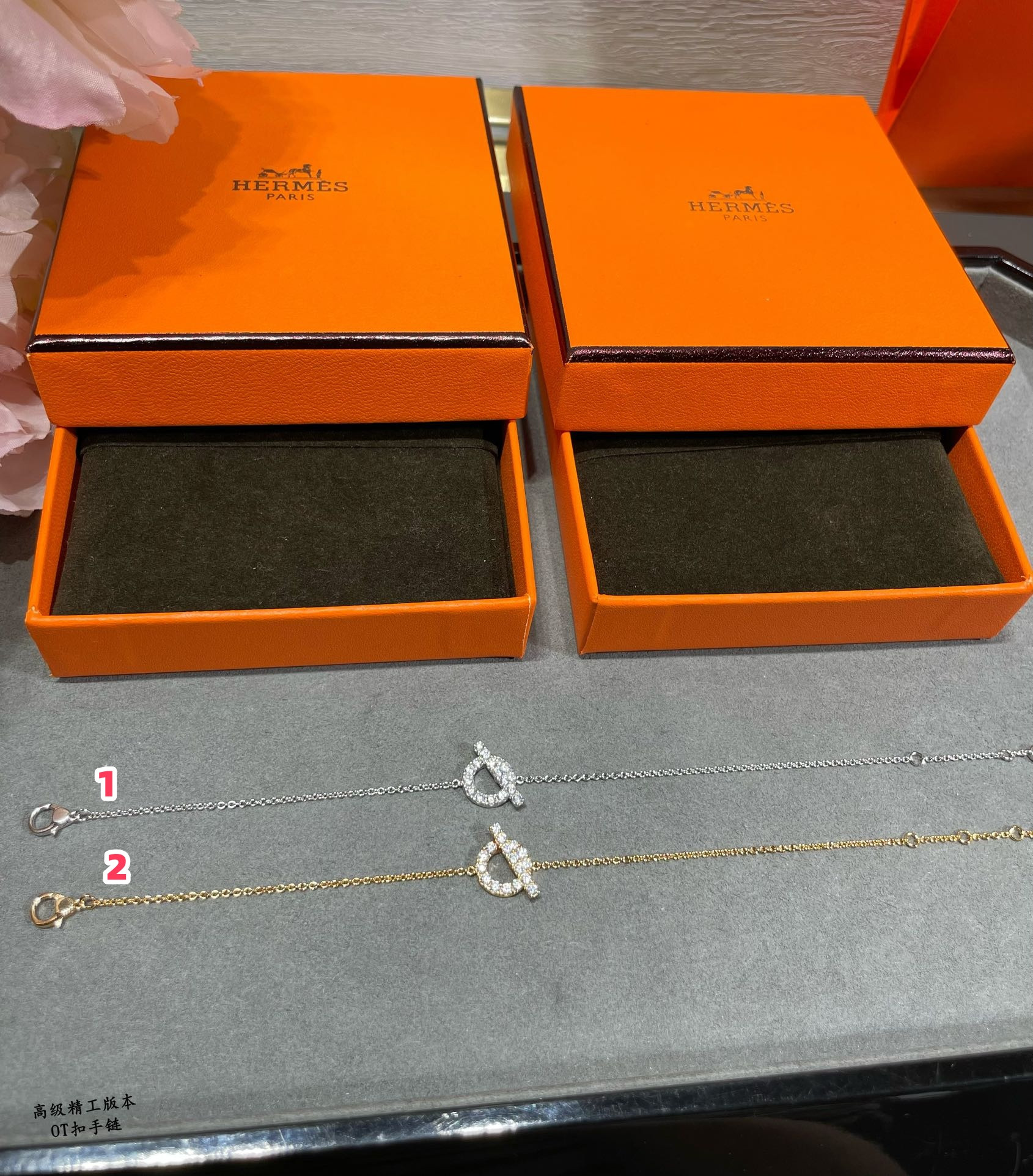 Hermes OT clasp fully diamond-encrusted Bracelet