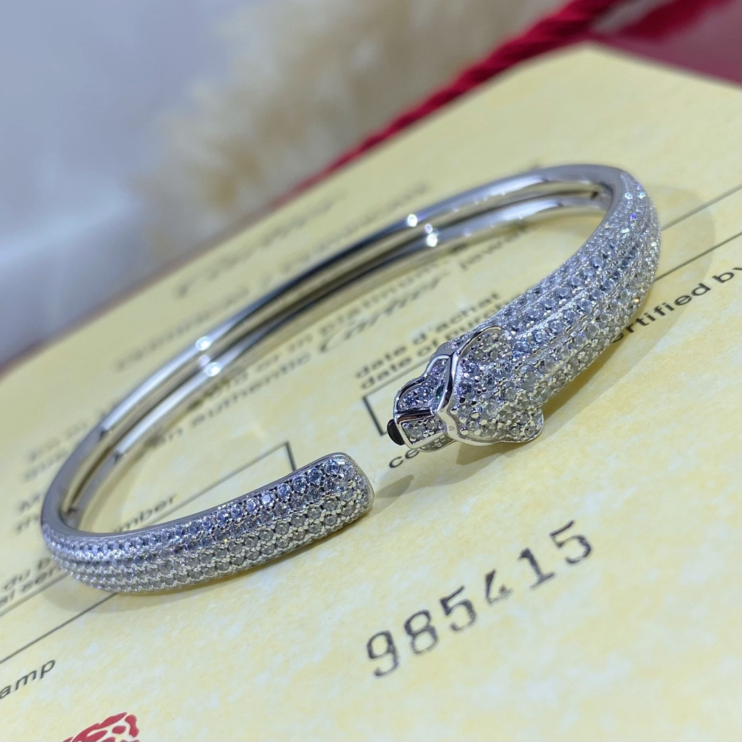 Cartier Hand-set diamond thin half diamond leopard Bracelet