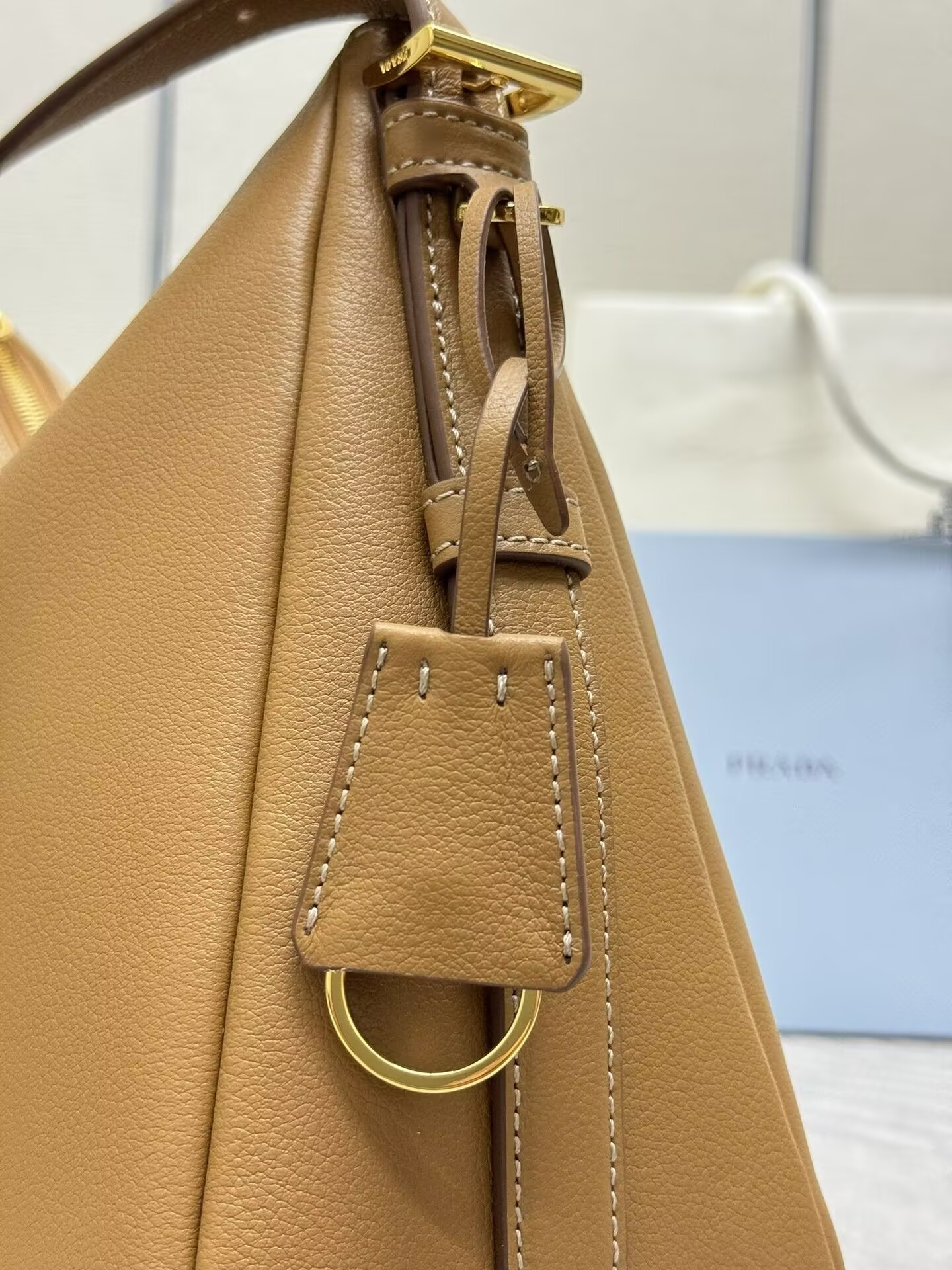 Prada Aimée large leather shoulder bag 39x23x12cm