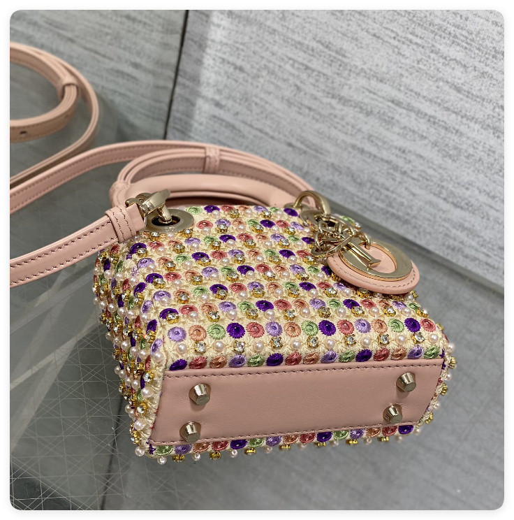 DIOR Artistic Limited Edition Three-Gusset Lady Dior Micro Bag with Heavy Bead Embroidery 12x10x5cm