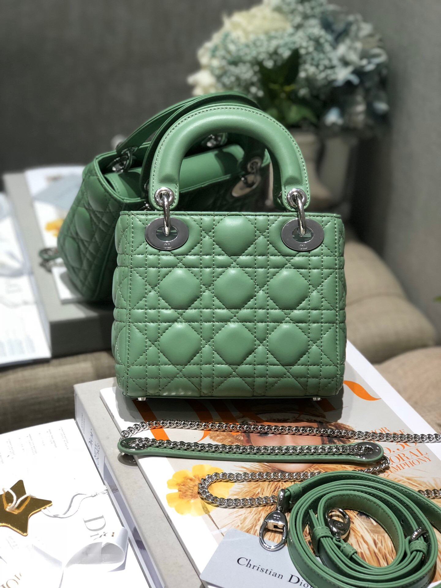 Mini Lady Dior Bag 6.5 x 6 x 3 inches