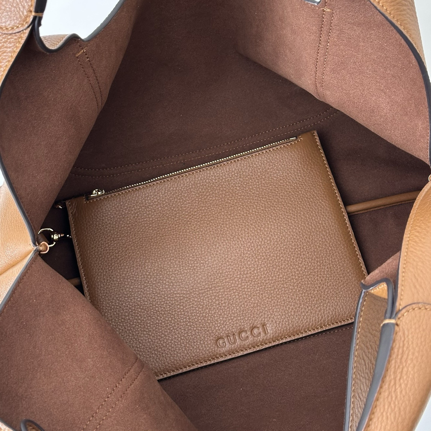 Gucci Softbit Maxi Shoulder Bag Brown Leather 46x26x16cm