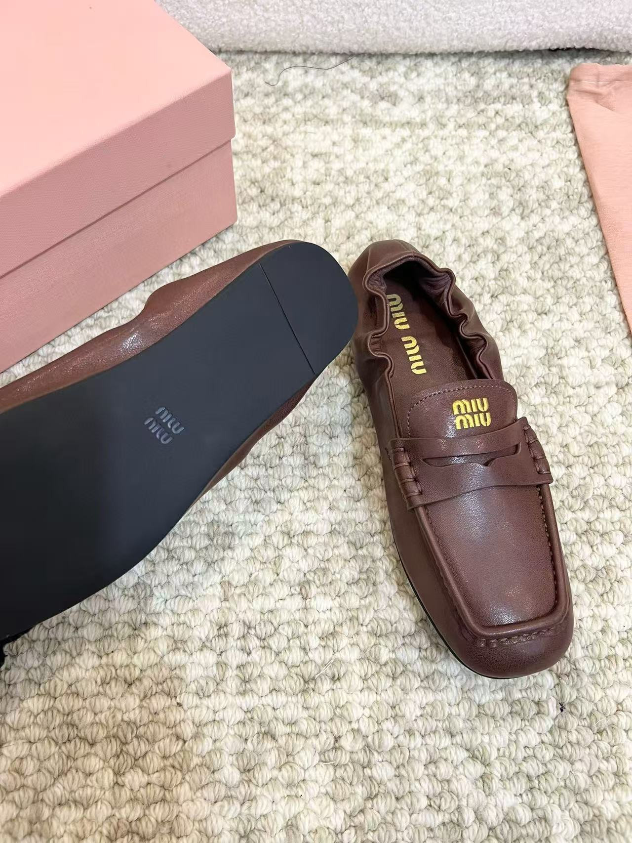 UA Miu Miu Ruches Nappa Leather Loafers