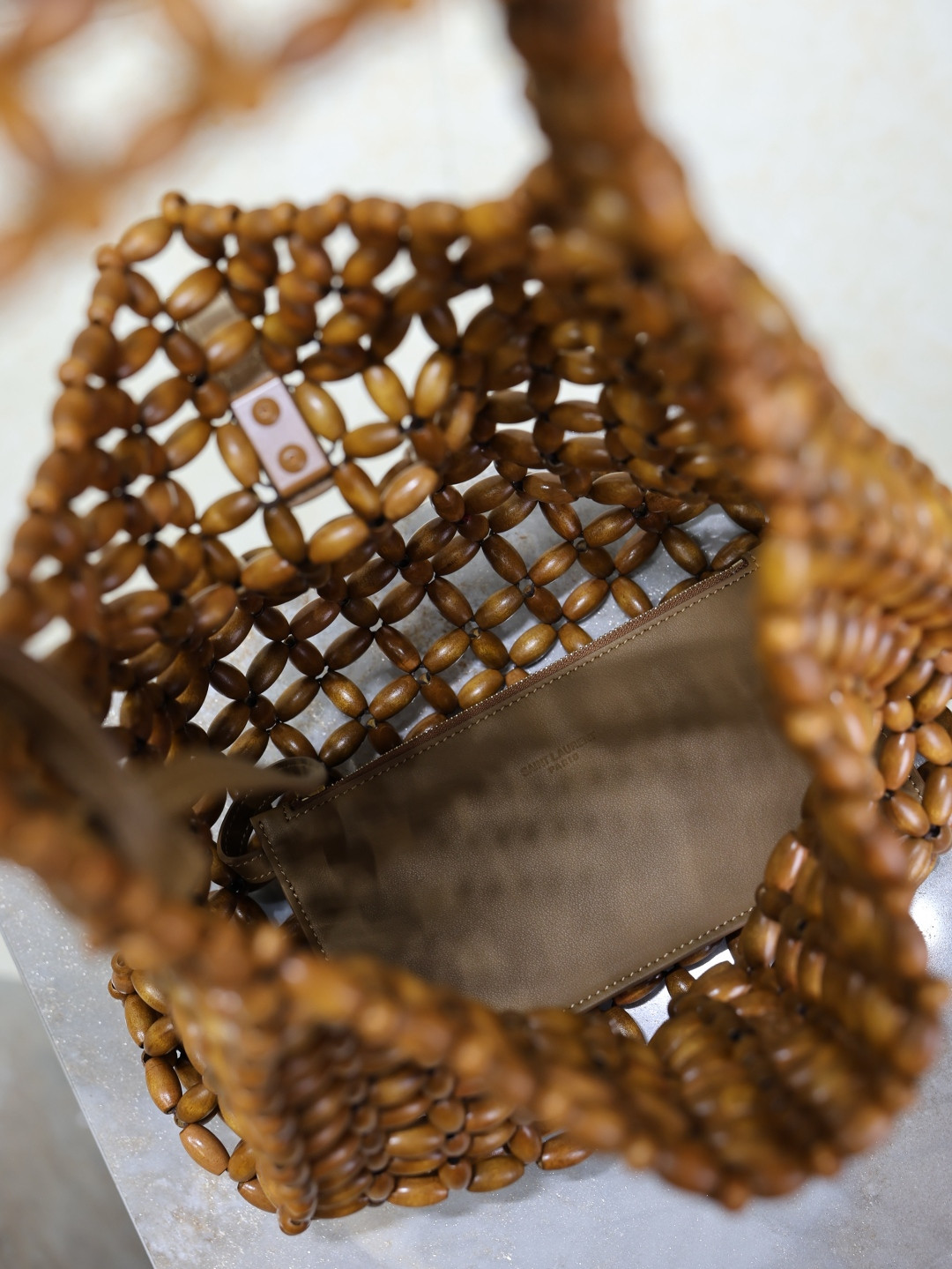 YSL LE 5 à 7 large in wood beads 30x35x10cm