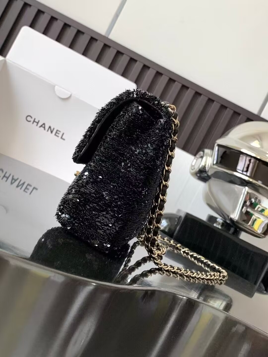 Chanel Mini CF Gram Glitter Dinner Bag 20x15x7cm