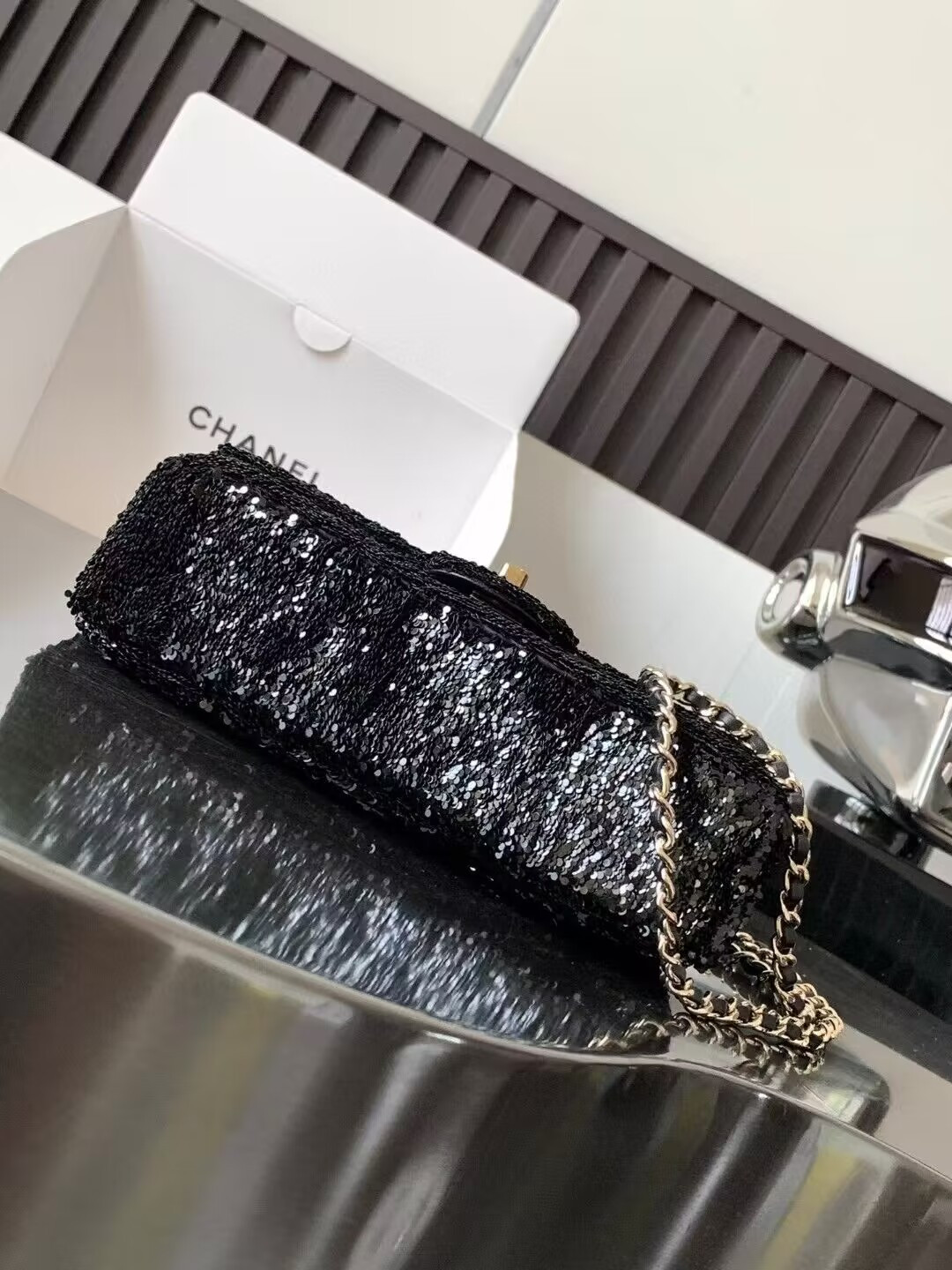 Chanel Mini CF Gram Glitter Dinner Bag 20x15x7cm