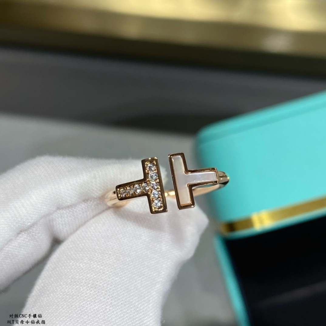 Tiffany & Co. Double T Mother-of-Pearl & Diamond Ring